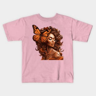 Wooden Carving of a Braided African Woman Kids T-Shirt